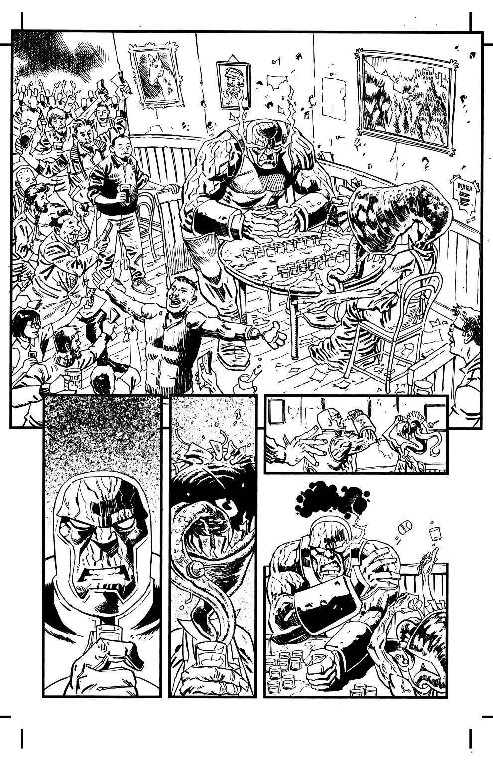 This page of Baytor vs Darkseid has cameos from Declan Shalvey, Stephen Mooney and Nick Roche